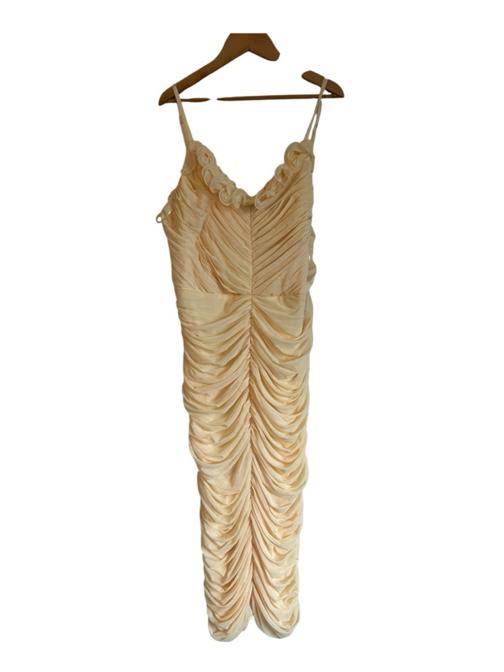 Lipsy Buttermilk Yellow Mesh Ruffle
Ruched Midi Bodycon Dress - Picture 3 of 7